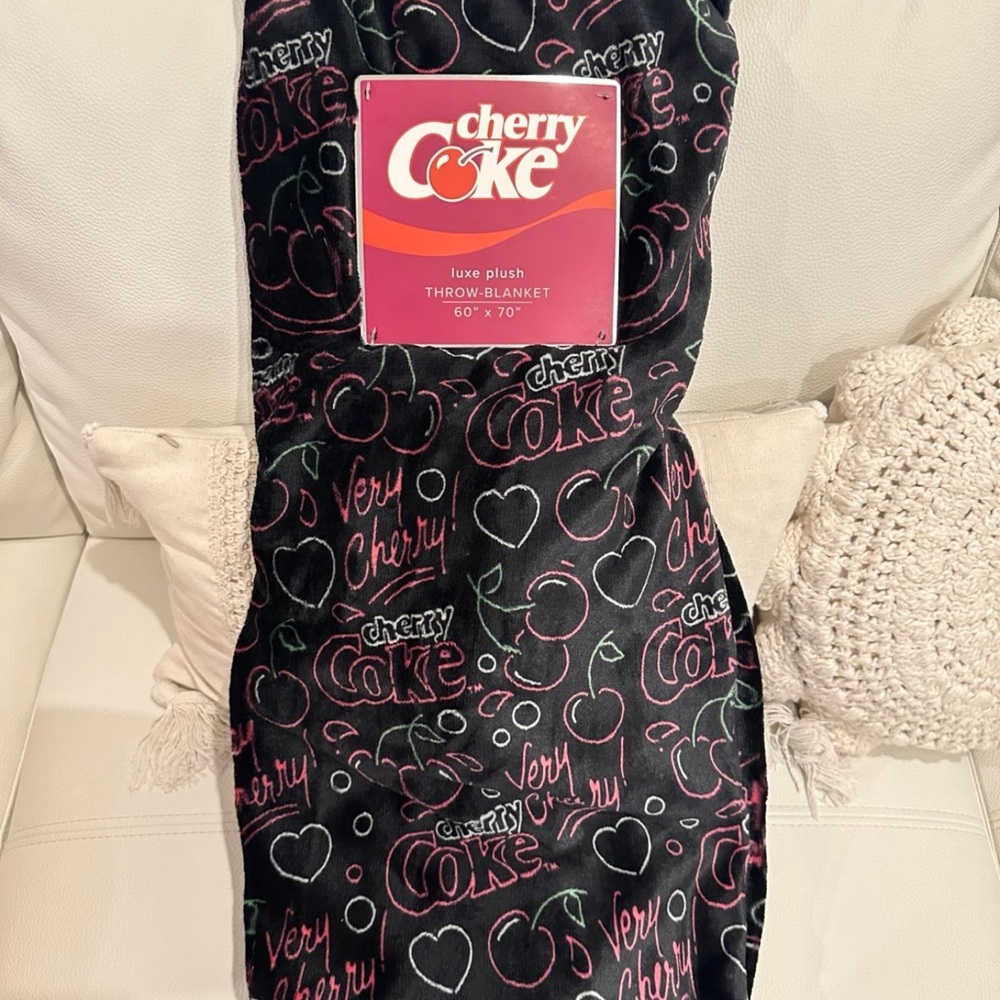 Cherry Coke Luxe Plush Throw Blanket